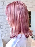 ペールピンク_ハイライトカラーセミウェットウェーブ_ba305433