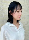 イマドキかわいいシースルーバング/前髪パーマ/アッシュブラック