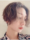 前下がりショートボブ丸みショート◎アースカラー/30代40代50代