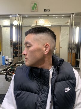 メリケンバーバーショップ フクオカ(MERICAN BARBERSHOP FUK) ハイライトマッシュパーマウルフアッシュブラック