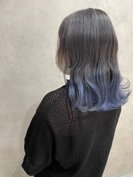 ミュウ(Miiiu) 20代30代40代透け感ブルーカラーシースルーバングセミロング