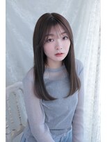 ヘアーアンドカラー プラーチェ(hair&color Plaatje) ストレートロング髪質改善シースルーサイドバングくすみベージュ