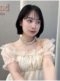 イメチェン外ハネボブ美髪ワイドバングミディアム縮毛矯正ボブ