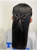 編み込み＆リボンアレンジ