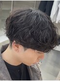 渋谷シャドウパーマメンズカットマッシュウルフ30代緩めパーマ