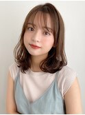 ミディアムレイヤー、外ハネボブ、グレージュ、脱白髪染め☆