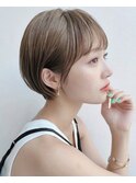 ハイトーン丸みショートボブ/ヌーディーベージュ/20代30代40代