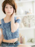 小顔シルエットな、ふんわり無造作ショートa