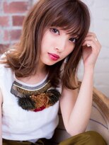 アッシュブラウン外ハネミディアム