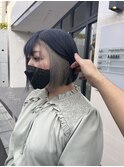 インナーカラー　シルバー　ネイビーカラー