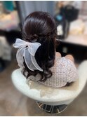 三つ編みハーフアップ