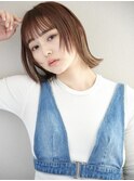 エアリーロング 美髪 ピンクブラウン 切りっぱなしボブ