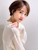 前髪あり耳掛け丸みくびれショートボブ20代30代40代50代（蘭）