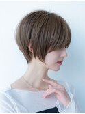 20代30代大人可愛い丸みショートショートボブオリーブベージュ