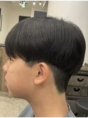 フェザーパーマ/グレーブルーカラー/刈り上げショートパンク