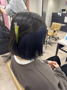 アジールヘア 所沢プロペ通り店(agir hair) インナーボブブルーシルバーブリーチ&ダブルカラー