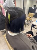 インナーボブブルーシルバーブリーチ&ダブルカラー