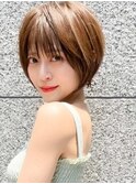 大人ボブ似合わせカットアースカラーのショートボブ