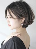 30代 手入れ簡単 前髪長め 毛先ワンカール ショートボブ