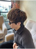 韓国風マッシュウルフ フェザーパーマ アッシュ　【20代/30代】