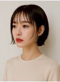 大人ボブ レイヤー 顔周りカット 丸みボブ 黒髪 20代 髪質改善