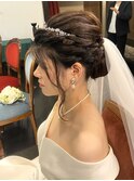 ブライダル シニヨンスタイル ベールあり