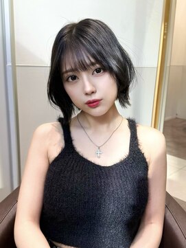 暗髪黒髪透明感レイヤーボブ