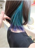グラデーションカラーインナーカラーダークブルーラベンダー