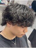 天神波巻きスパイラルパーママッシュウルフシャドウパーマメンズ