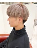 ショートレイヤーツーブロック ホワイトブロンド ケアブリーチ