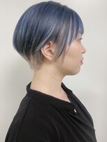 モリオフロムロンドン 原宿本店(morio from London) 【morio原宿】大人 ショート ブリーチカラー ブルー