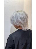 メンズハイトーンウルフホワイトシルバーカラーケアブリーチ所沢