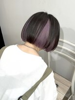 リグ 横浜(Lig.)&nbsp;インナーカラーラベンダーミルクティー切りっぱなしボブブリーチ