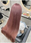 ハイライトカラーくびれヘアアプリコットオレンジ