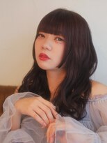 ベレッタ 枚方店(veretta.)&nbsp;フェミニン/暗髪ミディ/顔周りレイヤー/抜け感/ゆるふわウェーブ