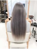 スーパーストレートロングヘア　アッシュグレージュ