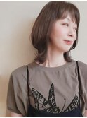 韓国巻き可愛いミディアム/ニュアンスカラー/前髪パーマ