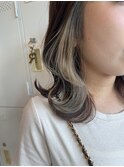 20代30代大人かわいい艶感グレージュインナカラーミディアム前髪