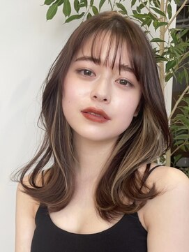 ノイ(noi) 顔周りレイヤーカットグレージュカラーくびれボブベージュカラー