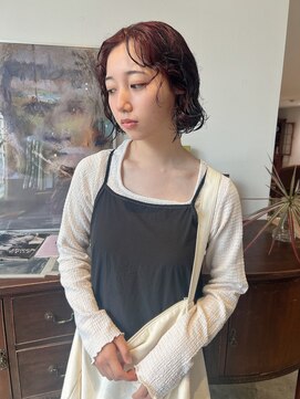 ヘアーアイストゥーレ(HAIR ICI TRE) ボブ ボブパーマ ニュアンスパーマ ディープレッド/桜桃