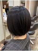 黒髪/ボブウルフ/ネビージュ/小顔/ワンレン/杉田花乃
