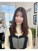 レイヤーカット シースルー カーテンバング ロングヘア 縮毛矯正