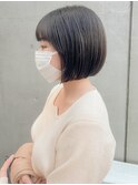 (土橋)切りっぱなしミニボブ 暗髪ボブ アッシュブラック10代20代