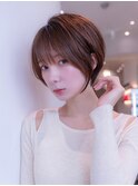大人かわいい前髪セシルカットココアブラウンフリンジウェーブ