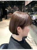 20代30代ミニボブココアブラウン小顔美肌ストレート丸み