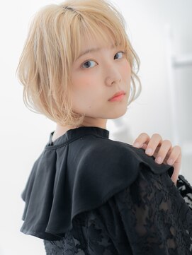 カバーヘア 上尾西口店(COVER HAIR) ★ハイトーンカラーホワイトブロンド小顔金髪ボブ10代20代★1!