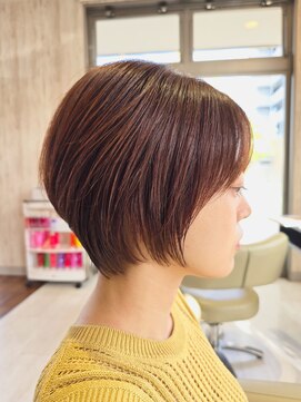 ヘアメイク アリエス 岩切店(HAIR MAKE aries) 【大人女性に人気】丸みショートボブ×ツヤ感ブラウン