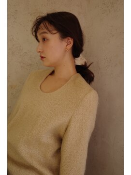 前髪パーマ×ブラウン