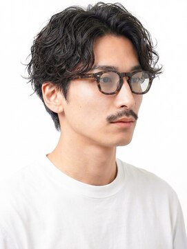 波巻きパーマ/センターパート/ニュアンスパーマ/メンズショート