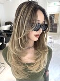 韓国ヘアーハッシュカットレイヤーカットハイライトカラー